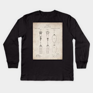 Kitchen Fork Spoon Patent - Chef Cook Farmhouse Decor Art - Antique Kids Long Sleeve T-Shirt